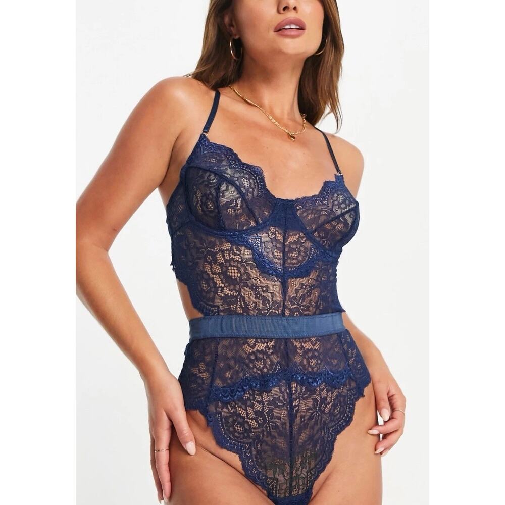Ann Summers Hold Me Tight Body -‎ Navy Blue- Sizes XS - New